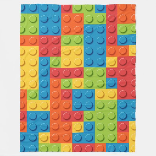 Colorful bricks kids pattern フリースブランケット (正面)