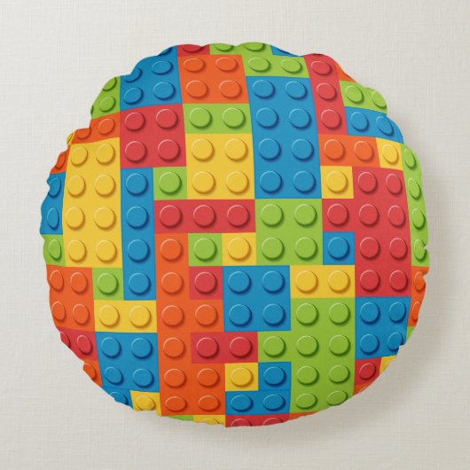 colorful bricks kids pattern ラウンドクッション (正面)
