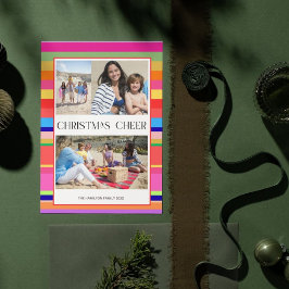 Colorful Bright 4 photo Modern Christmas  シーズンカード