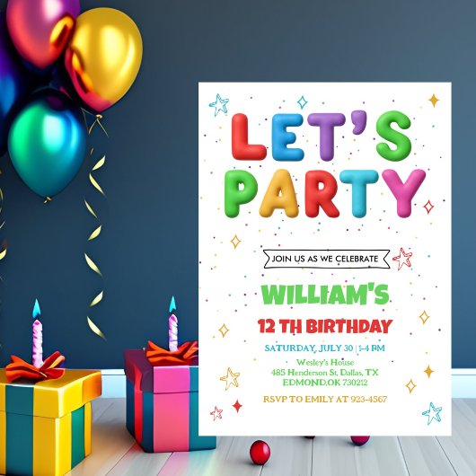 Colorful Bright Birthday Party Invitation 招待状