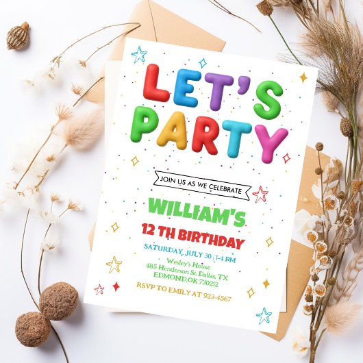 Colorful Bright Birthday Party Invitation 招待状