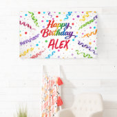 Colorful bright confetti Happy Birthday Poster 横断幕 (インサイチュ)