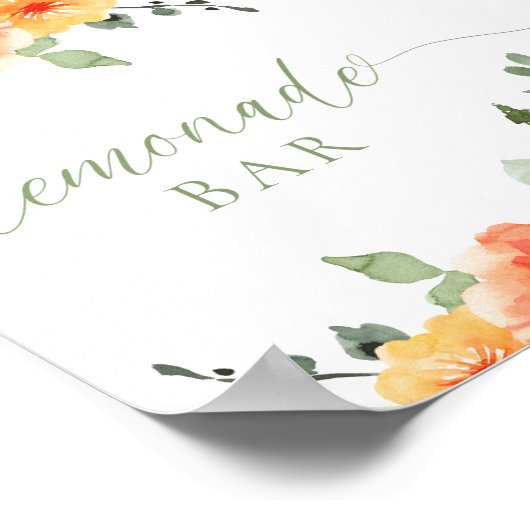 Colorful bright floral lemonade bar  ポスター (角)