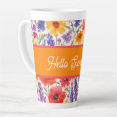 colorful Bright Summer floral Garden bloom カフェラテマグ (左アングル)