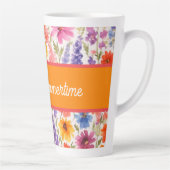 colorful Bright Summer floral Garden bloom カフェラテマグ (右)