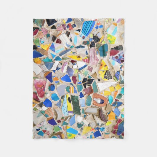 Colorful broken pottery wall picture very unusual フリースブランケット (正面)