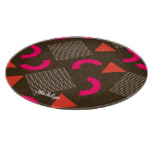 Colorful Brown Fuchsia Geometric Personalized Name カッティングボード (角)