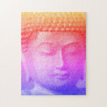 Colorful Buddha Face Statue Formed By Lines ジグソーパズル<br><div class="desc">The face of Siddhartha Gautama, Buddha, with carved effect.
Image formed by lines of variable width.
Gift idea for people that love Asian art and spirituality.</div>