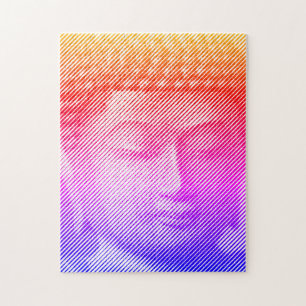 Colorful Buddha Face Statue Formed By Lines ジグソーパズル