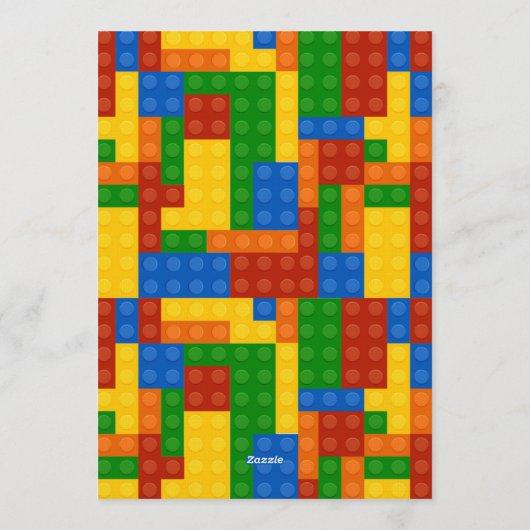 Colorful Builder-Themed Birthday Creative Kids 招待状 (裏面)