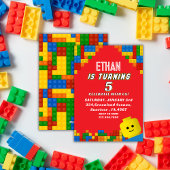 Colorful Building Blocks Birthday Kids Party 招待状