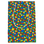 Colorful Building Brick Toy Block Pattern ミディアムペーパーバッグ (正面)