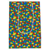 Colorful Building Brick Toy Block Pattern ミディアムペーパーバッグ (裏面)