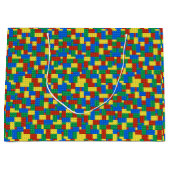 Colorful Building Brick Toy Block Pattern ラージペーパーバッグ (正面)