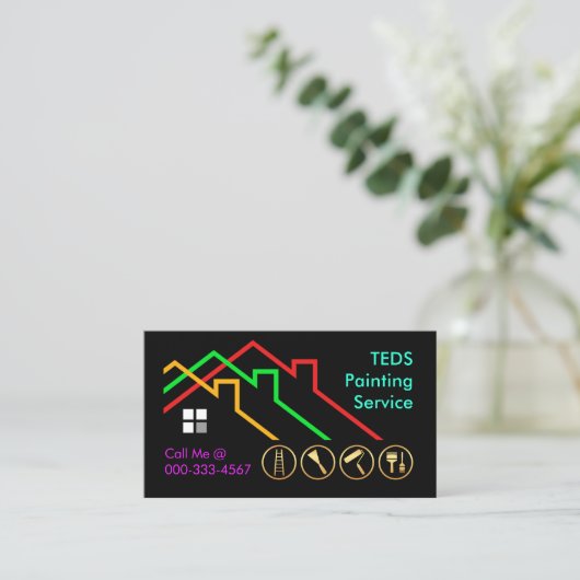 Colorful Building Rooftop Paints Painting 名刺 (スタンド正面)