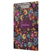 Colorful Busy Floral Pattern Purple Personalised クリップボード (左)