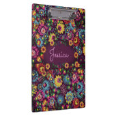 Colorful Busy Floral Pattern Purple Personalised クリップボード (右)