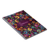 Colorful Busy Floral Pattern Purple Personalised ノートブック (右側)