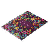 Colorful Busy Floral Pattern Purple Personalised ノートブック (左側)