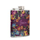 Colorful Busy Floral Pattern Purple Personalised フラスク (右)
