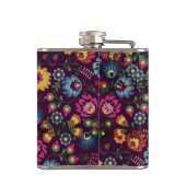 Colorful Busy Floral Pattern Purple Personalised フラスク (裏面)