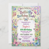 Colorful Butterflies 6th Birthday Bash Invitation 招待状 (正面)