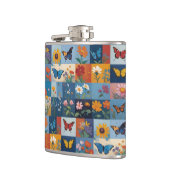 Colorful Butterflies And Wildflowers Patchwork フラスク (左)