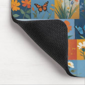 Colorful Butterflies And Wildflowers Patchwork マウスパッド (コーナー)