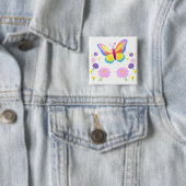 Colorful Butterfly and Flowers Button Badge 缶バッジ (インサイチュ)
