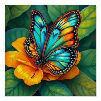 colorful butterfly art ポスター