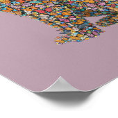 Colorful Butterfly Cat Silhouette Art | Cat Lover ポスター (角)