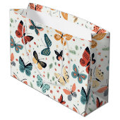 Colorful Butterfly, Flowers and Leaves Pattern ラージペーパーバッグ (裏面アングル)