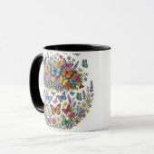 Colorful Butterfly Garden & Wildflower Floral Bouq マグカップ (正面左)