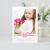 Colorful Butterfly Happy Birthday Quote Script 招待状 (スタンド正面)