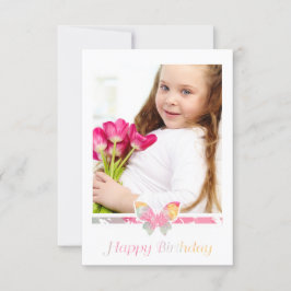 Colorful Butterfly Happy Birthday Quote Script 招待状