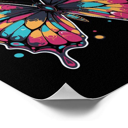 Colorful Butterfly Illustration ポスター (角)