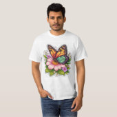 Colorful Butterfly on Flower Pictoral nature Tシャツ (正面フル)