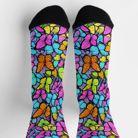Colorful Butterfly Pattern ソックス (上部)