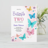 Colorful butterfly-themed birthday invitation 招待状 (スタンド正面)