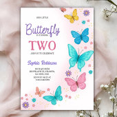 Colorful butterfly-themed birthday invitation 招待状