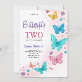 Colorful butterfly-themed birthday invitation 招待状