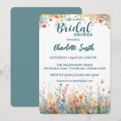 colorful butterfly Watercolor Wildflowers Personal 招待状 (正面/裏面)