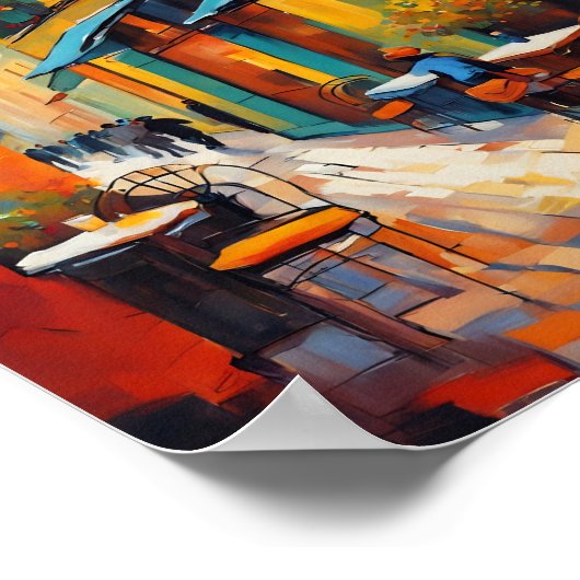 Colorful Cafes and Cobblestone ポスター (角)