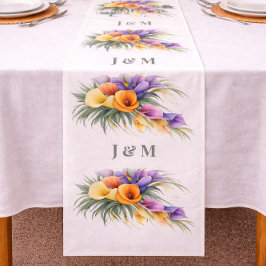 Colorful Calla Lilies Wedding Fabric with Monogram ファブリック