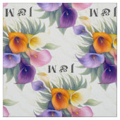 Colorful Calla Lilies Wedding Fabric with Monogram ファブリック (見本)