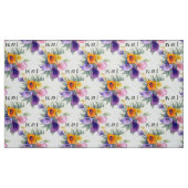 Colorful Calla Lilies Wedding Fabric with Monogram ファブリック (ファットクウォーター)