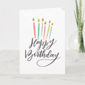 Colorful Candles Lettered Happy Birthday Card カード (正面)