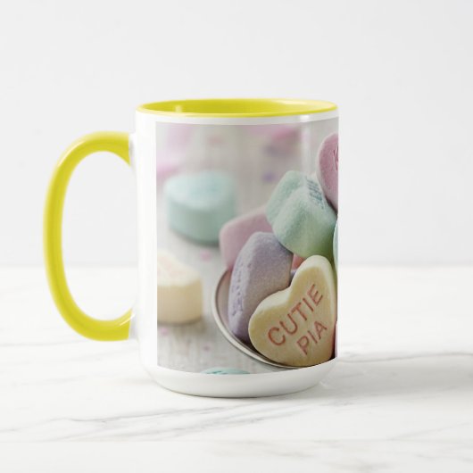Colorful Candy Hearts Love Mug マグカップ (左)