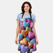 Colorful Candy Love Hearts エプロン (着用した状態)