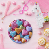 Colorful Candy Love Hearts ペーパープレート (パーティー)